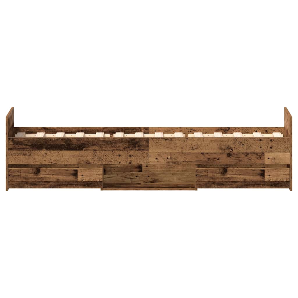 Bed Frame | Old wood | Engineered wood, solid pinewood, plywood | Single