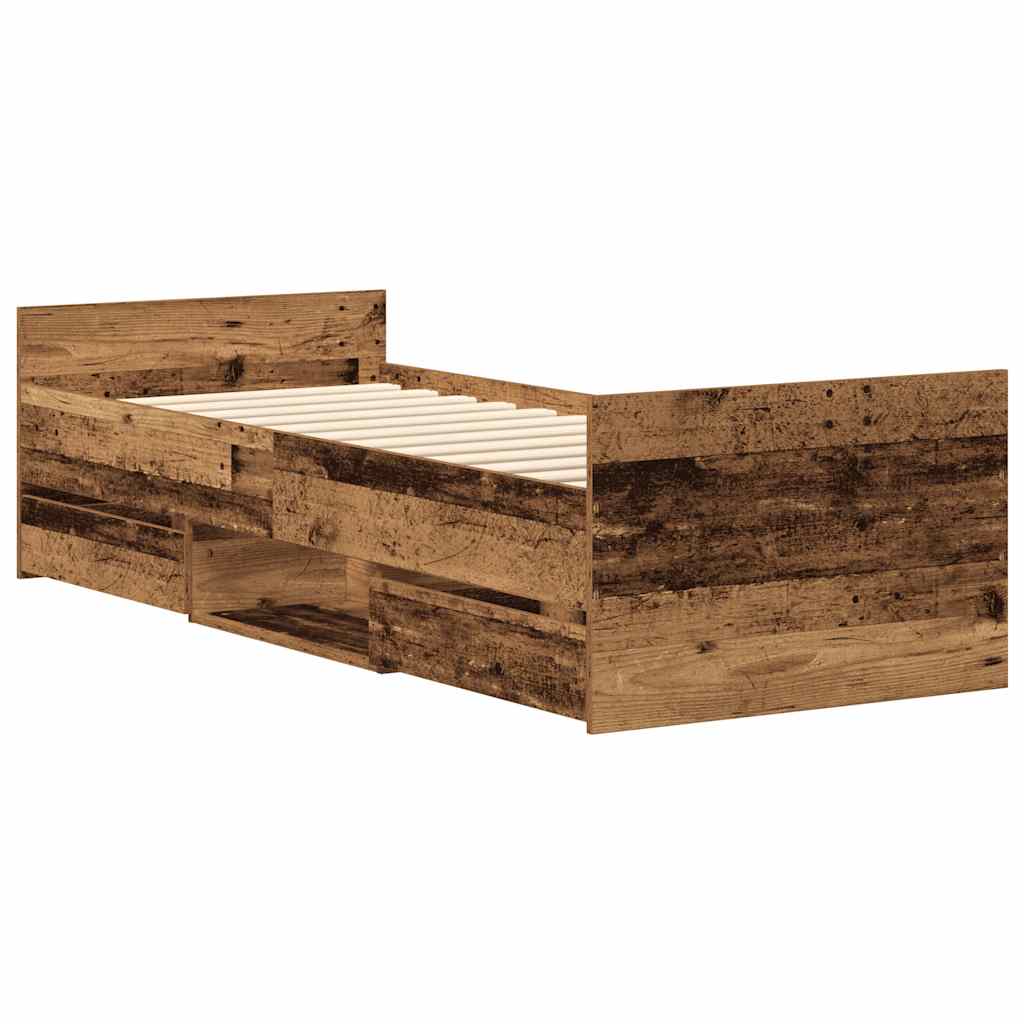 Bed Frame | Old wood | Engineered wood, solid pinewood, plywood | Single
