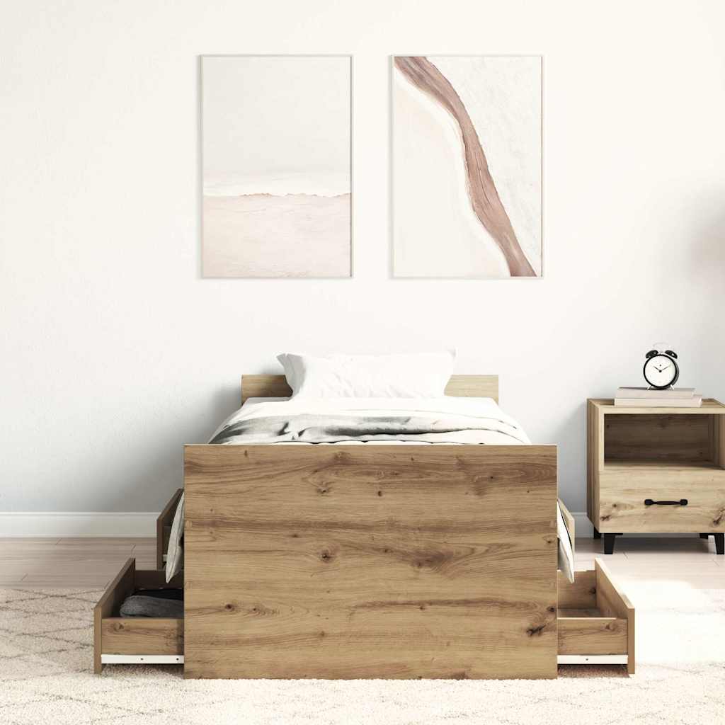 Bed Frame | Artisan oak | Engineered wood, solid pinewood, plywood