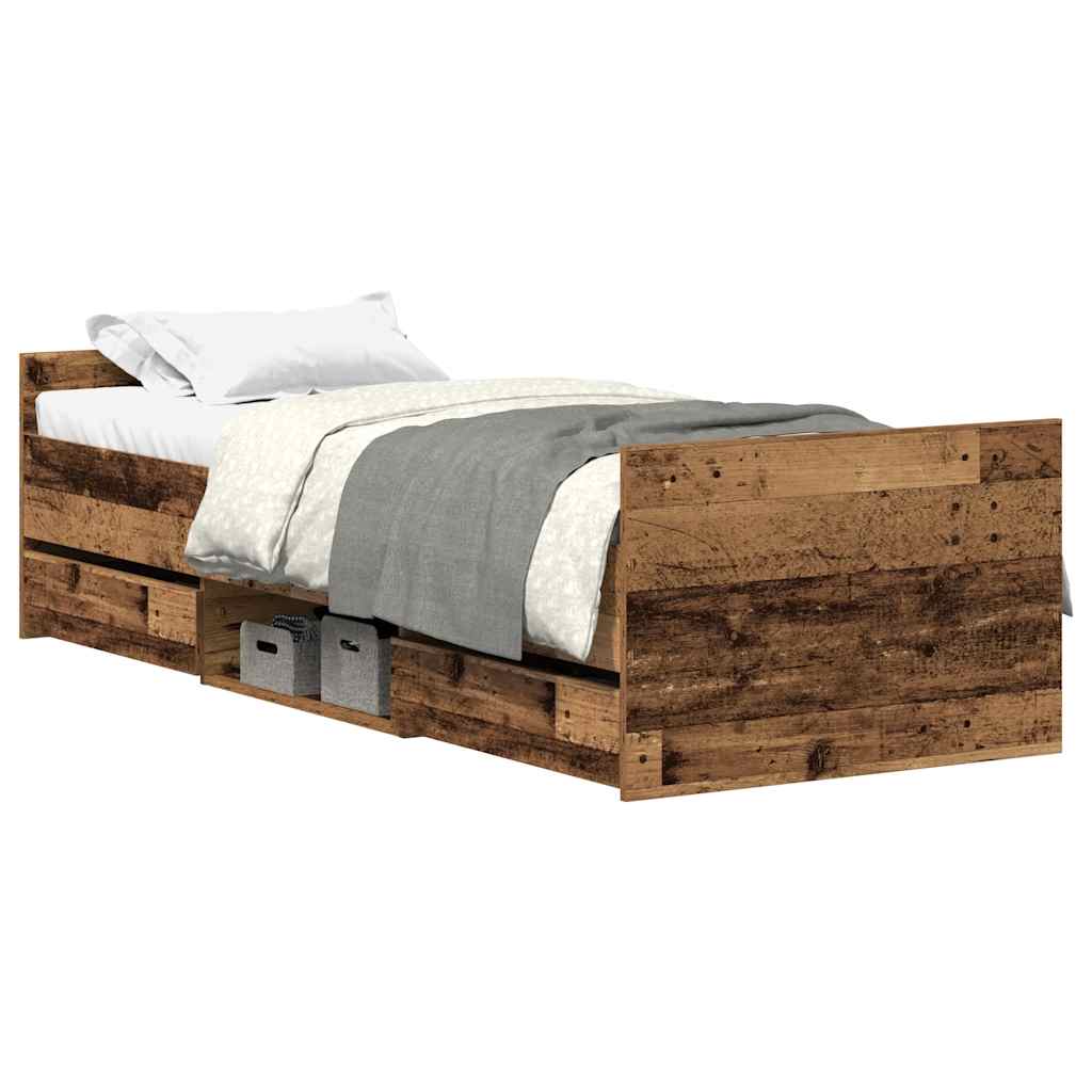 Bed Frame | Old wood | Engineered wood, solid pine wood, plywood | Single