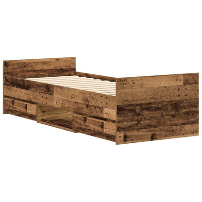 Bed Frame | Old wood | Engineered wood, solid pine wood, plywood | Single
