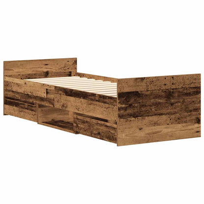 Bed Frame | Old wood | Engineered wood, solid pine wood, plywood | Single