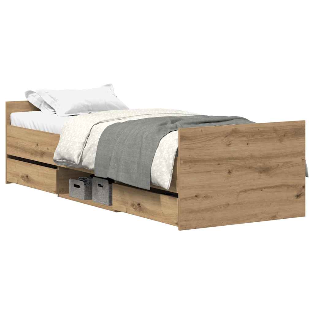 Bed Frame | Artisan Oak | Engineered Wood, Solid Pinewood | Single