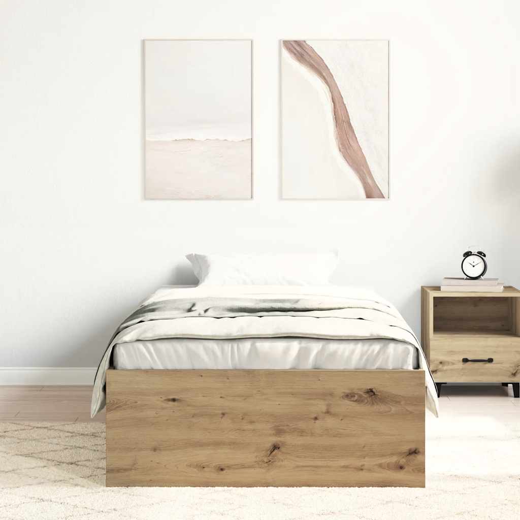 Bed Frame without Mattress Artisan Oak 100x200cm Engineered Wood