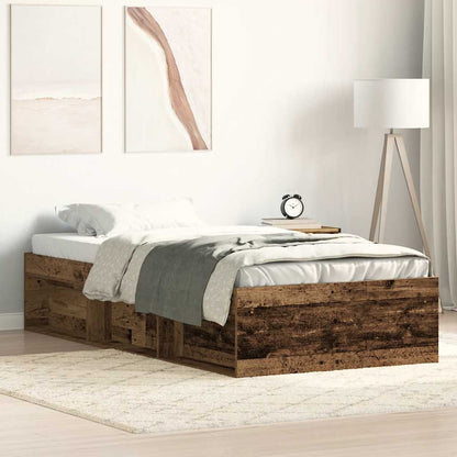 Bed Frame without Mattress Old Wood 90x190 cm Single Engineered Wood