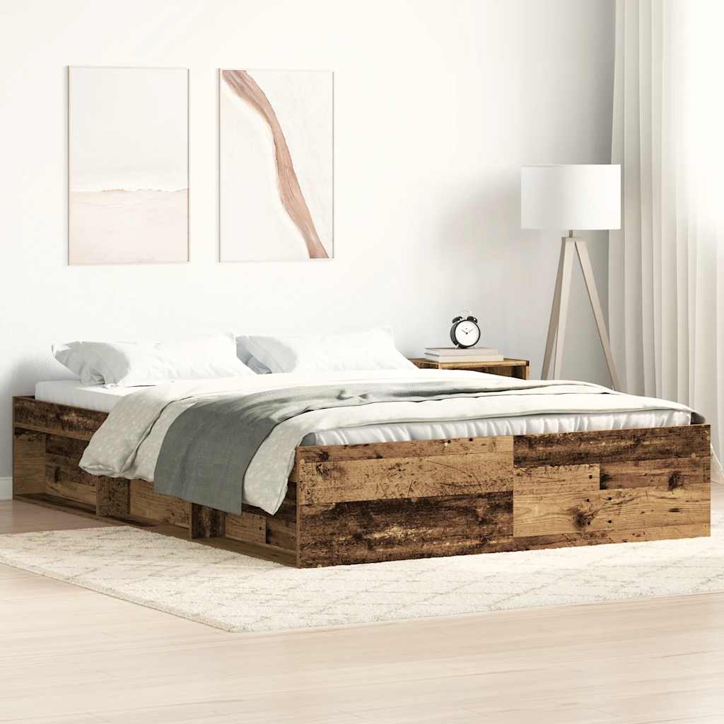Bed Frame without Mattress Old Wood 140x200cm Engineered Wood