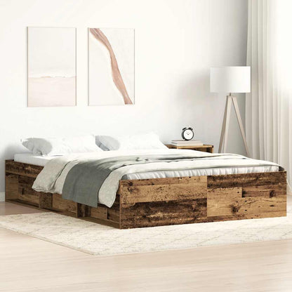 Bed Frame without Mattress Old Wood 140x200cm Engineered Wood
