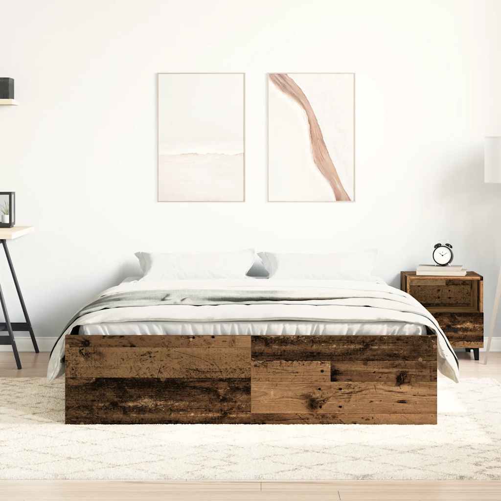 Bed Frame without Mattress Old Wood 160x200cm Engineered Wood