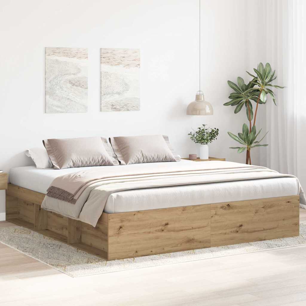Bed Frame without Mattress Artisan Oak 200x200cm Engineered Wood