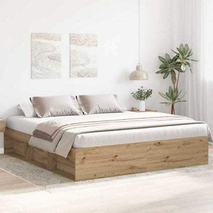 Bed Frame without Mattress Artisan Oak 200x200cm Engineered Wood
