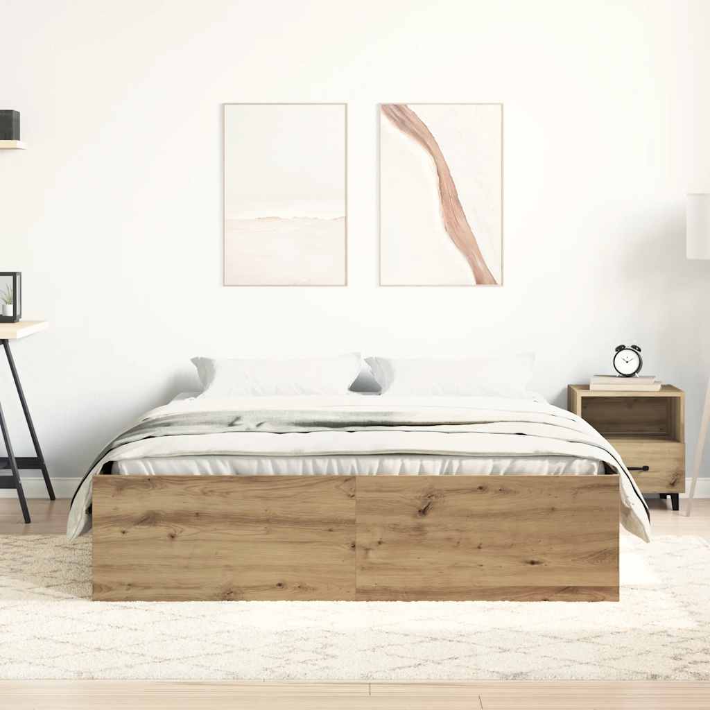 Bed Frame without Mattress Artisan Oak 120x190cm Small Double Engineered Wood
