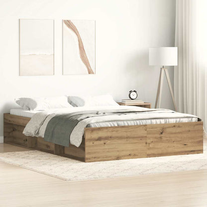 Bed Frame without Mattress Artisan Oak 120x190cm Small Double Engineered Wood