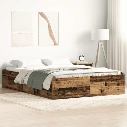 Bed Frame without Mattress Old Wood 140x190cm Engineered Wood