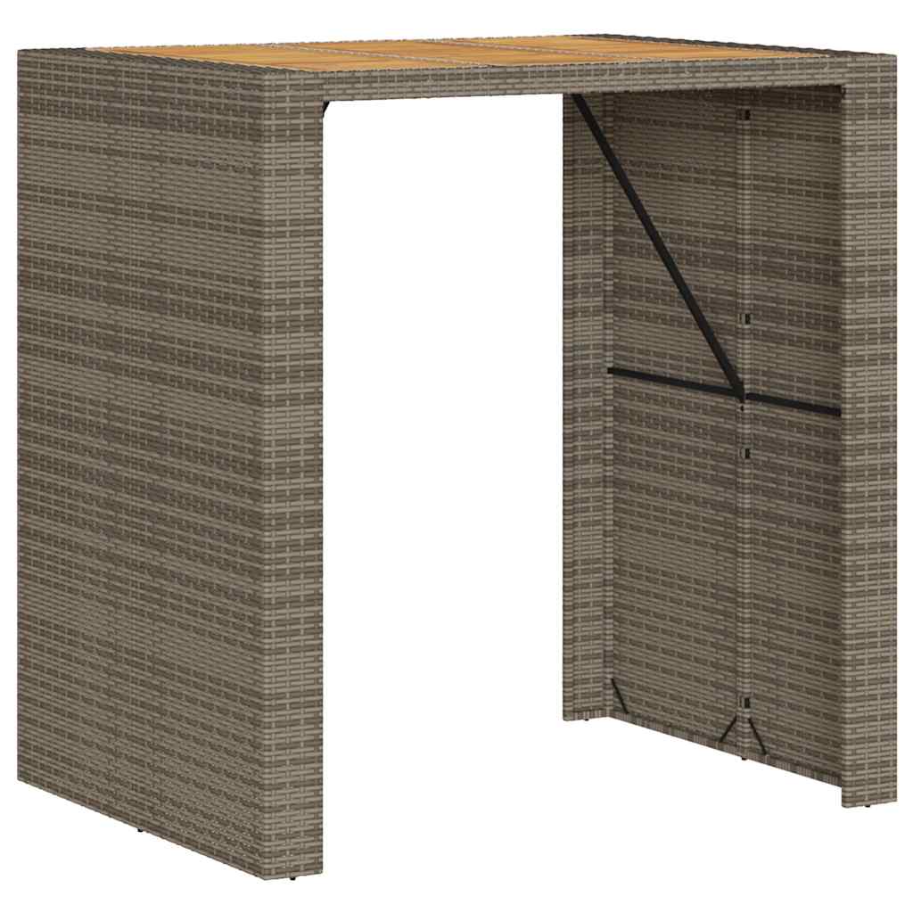 3 Piece Garden Bar Set without Cushions Grey Poly Rattan Acacia
