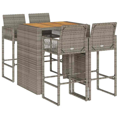 Garden Bar Set | Grey | PE rattan, powder-coated steel, solid acacia wood
