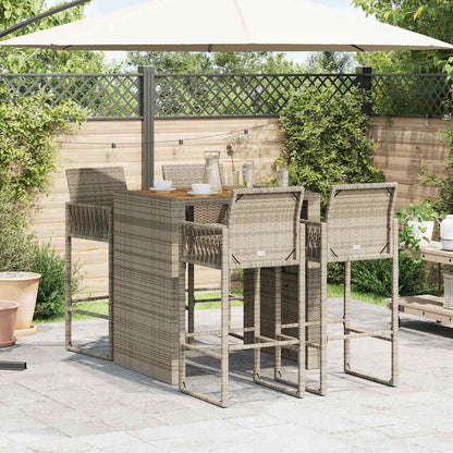 Garden Bar Set | Grey | PE rattan, powder-coated steel, solid acacia wood