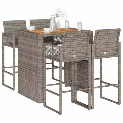 Garden Bar Set | Grey | PE rattan, powder-coated steel, solid acacia wood