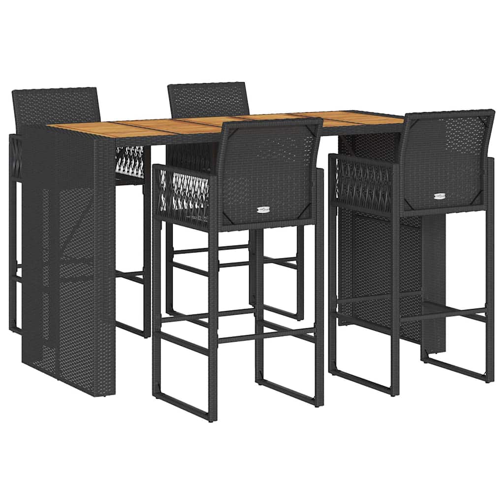 Garden Bar Set | Black | Poly Rattan | 5 Piece Set | Durable