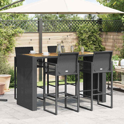 Garden Bar Set | Black | Poly Rattan | 5 Piece Set | Durable