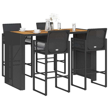 Garden Bar Set | Black | Poly Rattan | 5 Piece Set | Durable