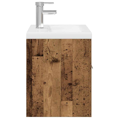 Sink Cabinet with Built-in Basin and Faucet Old Wood