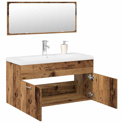 3 Piece Bathroom Furniture Set Old Wood Engineered Wood