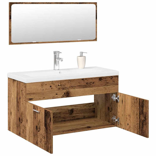 3 Piece Bathroom Furniture Set Old Wood Engineered Wood