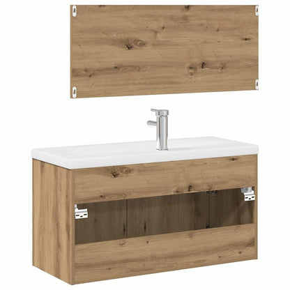 3 Piece Bathroom Furniture Set Artisan Oak Engineered Wood