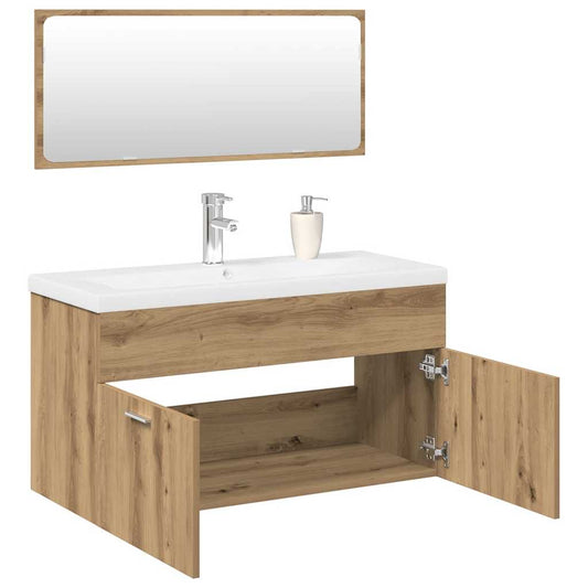 3 Piece Bathroom Furniture Set Artisan Oak Engineered Wood