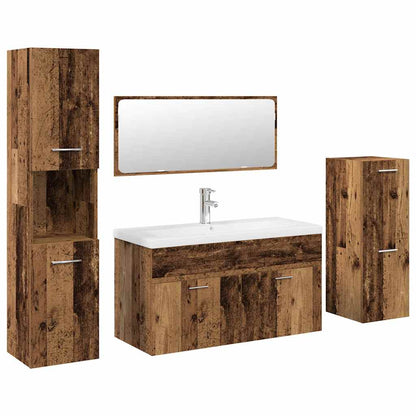 5 Piece Bathroom Furniture Set Old Wood Engineered Wood