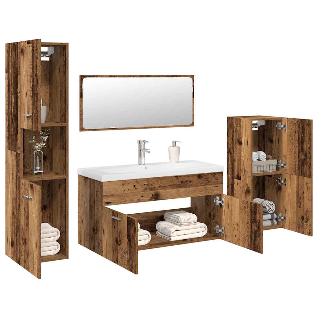 5 Piece Bathroom Furniture Set Old Wood Engineered Wood