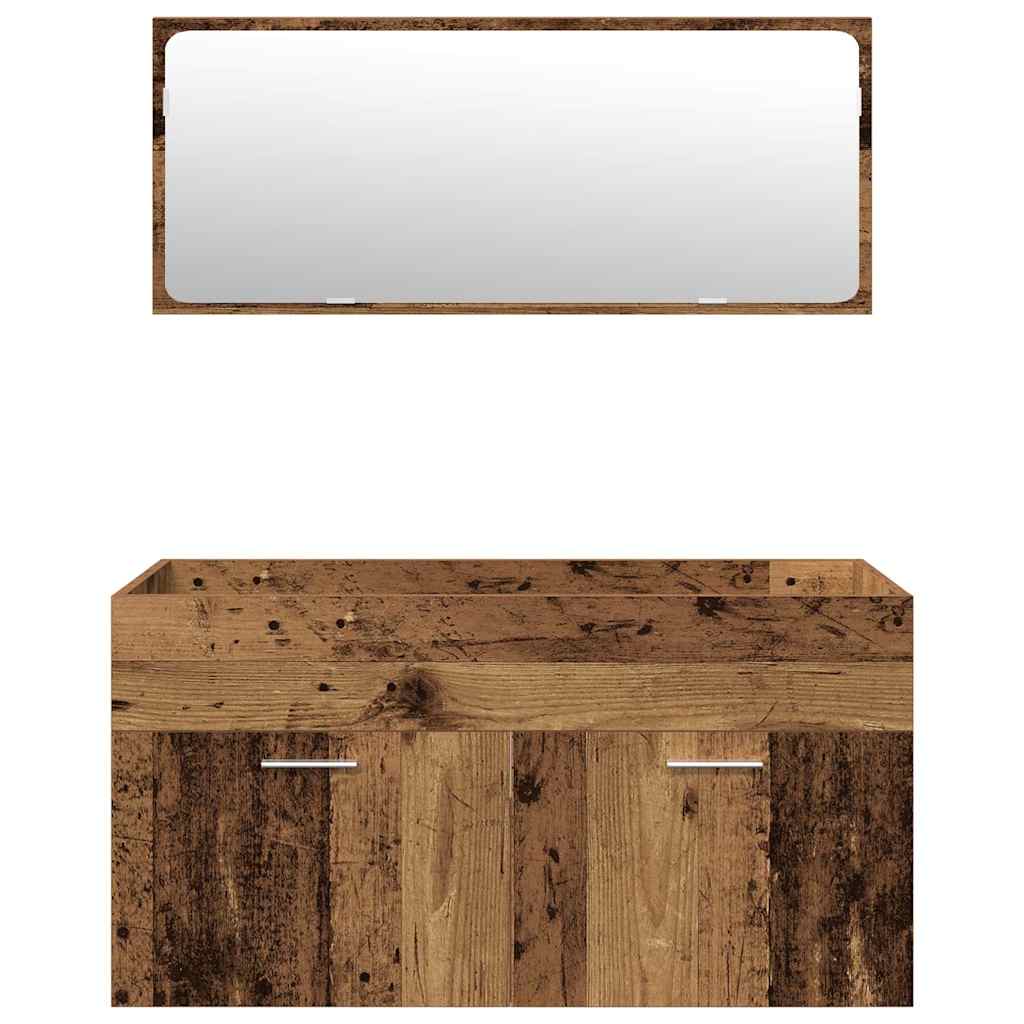 4 Piece Bathroom Furniture Set Old Wood Engineered Wood