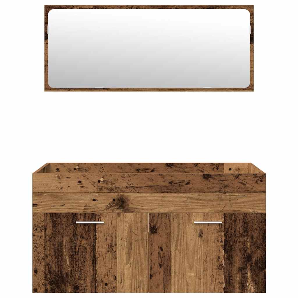 4 Piece Bathroom Furniture Set Old Wood Engineered Wood