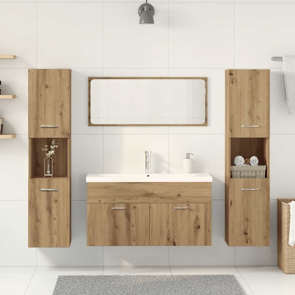 5 Piece Bathroom Furniture Set Artisan Oak Engineered Wood