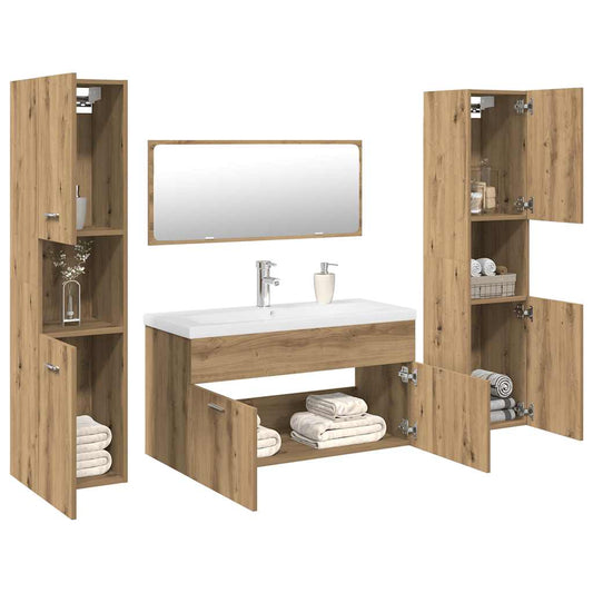 5 Piece Bathroom Furniture Set Artisan Oak Engineered Wood