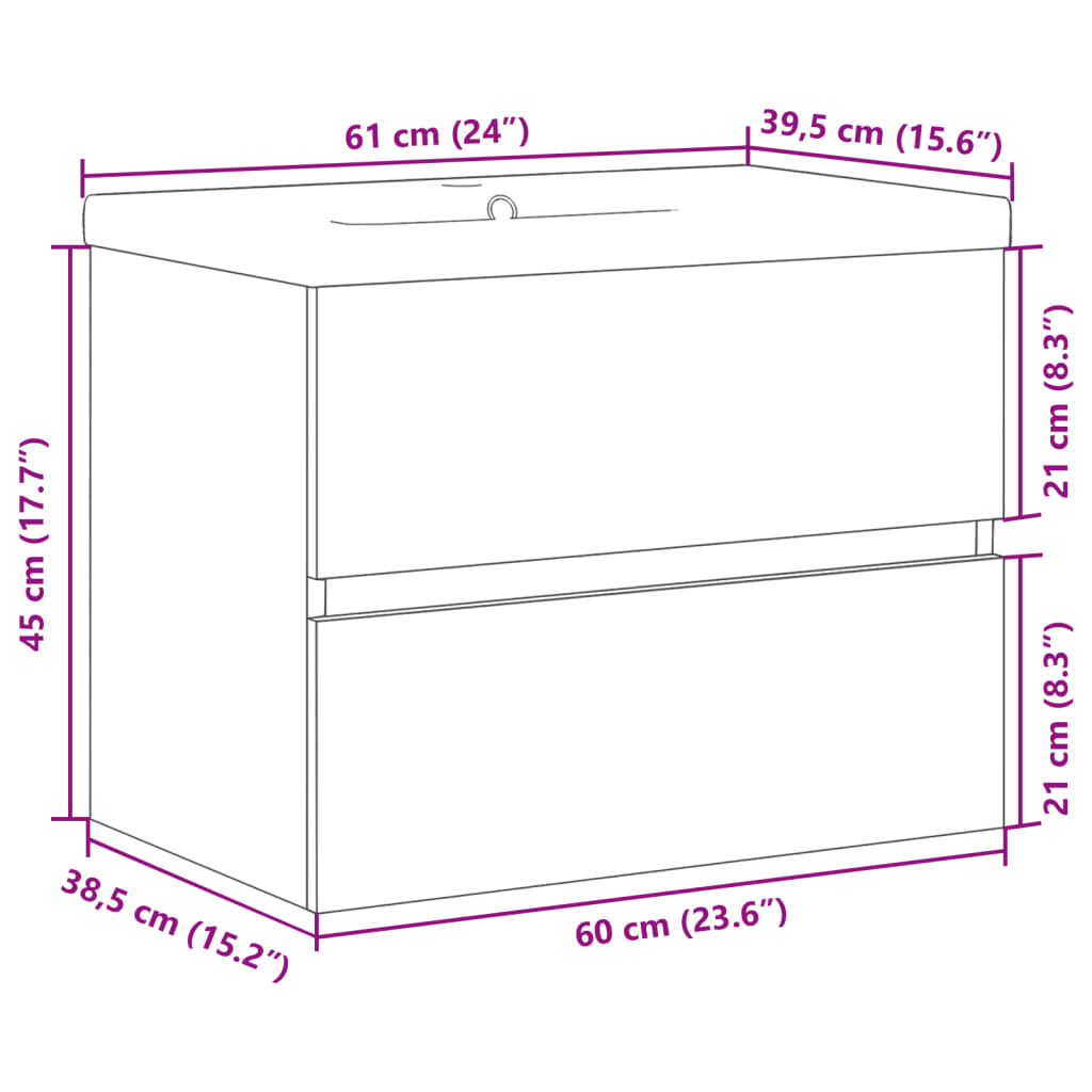 Sink Cabinet with Built-in Basin Old Wood