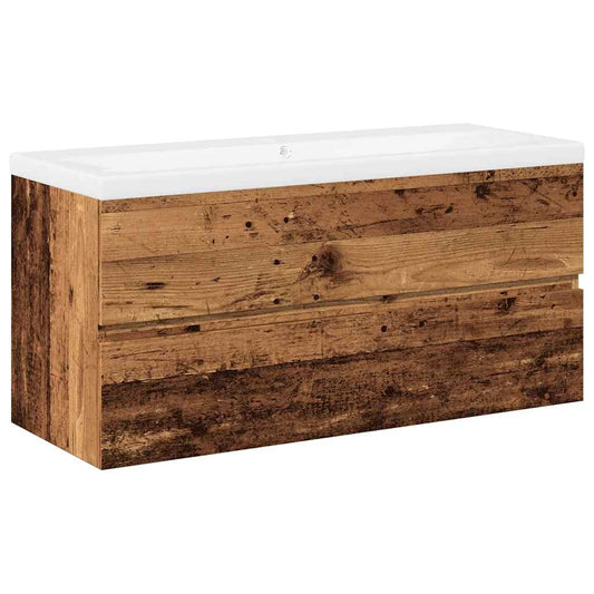 Sink Cabinet with Built-in Basin Old Wood