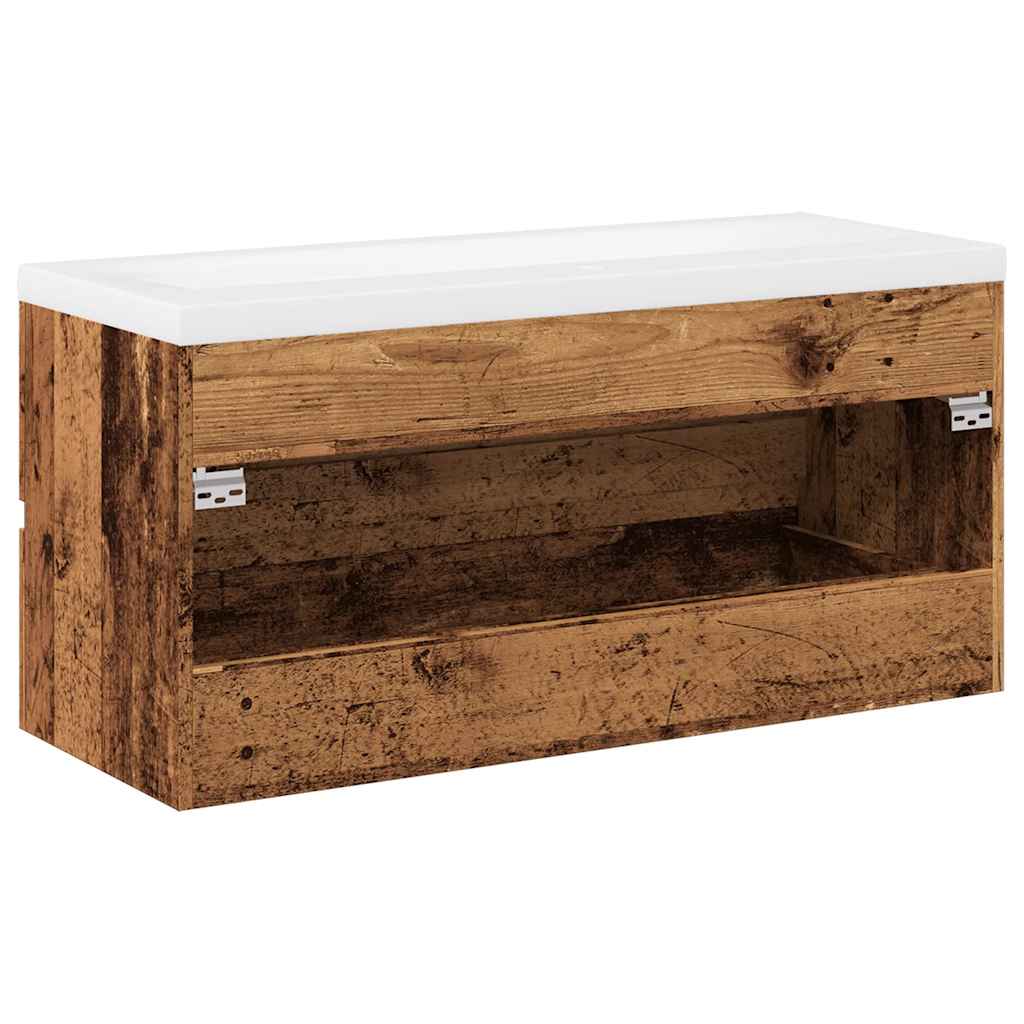 Sink Cabinet with Built-in Basin Old Wood