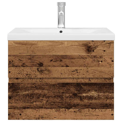 Sink Cabinet with Built-in Basin and Faucet Old Wood