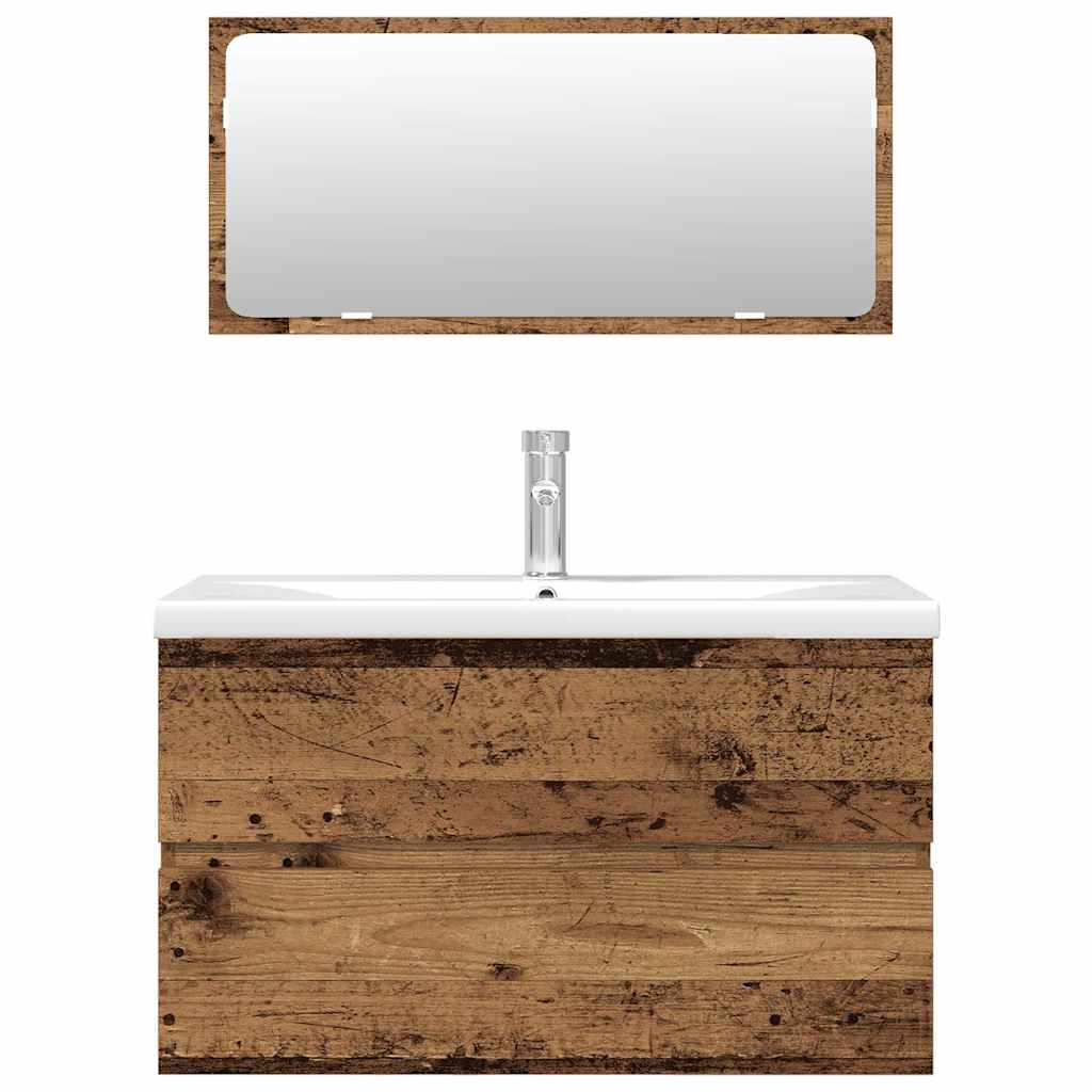 Bathroom Furniture Set | Old wood, White | Engineered wood, Ceramic