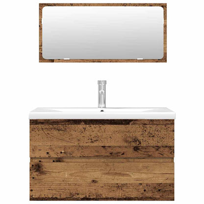 Bathroom Furniture Set | Old wood, White | Engineered wood, Ceramic