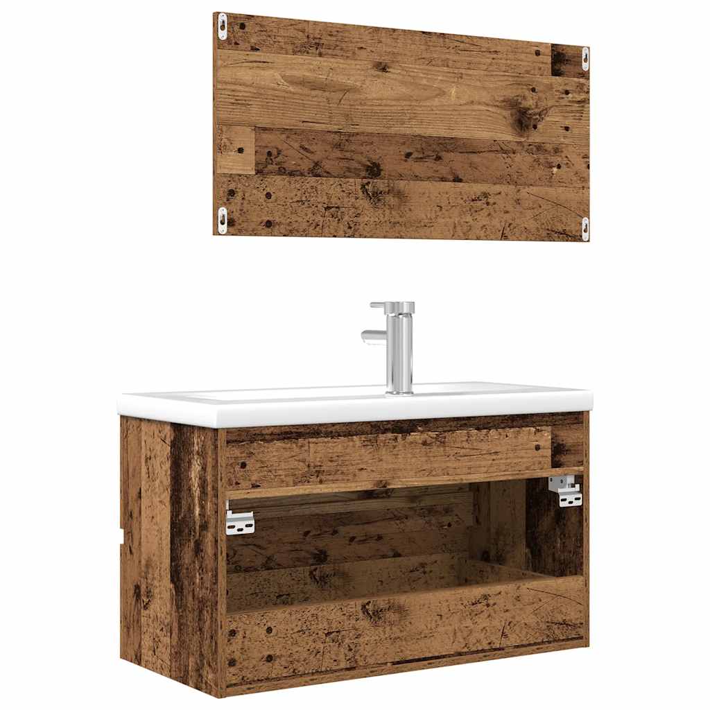 Bathroom Furniture Set | Old wood, White | Engineered wood, Ceramic