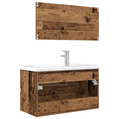 Bathroom Furniture Set | Old wood, White | Engineered wood, Ceramic