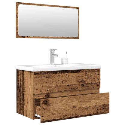 Bathroom Furniture Set | Old wood, White | Engineered wood, Ceramic
