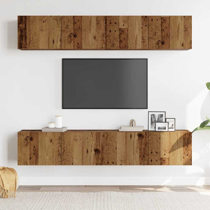 4 Piece Wall-mounted TV Cabinet Set Old Wood Engineered Wood