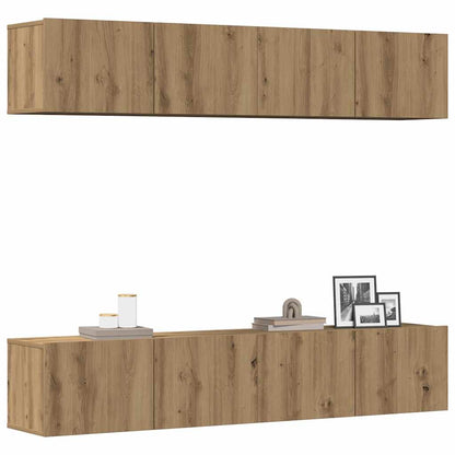 4 Piece Wall-mounted TV Cabinet Set Artisan Oak Engineered Wood