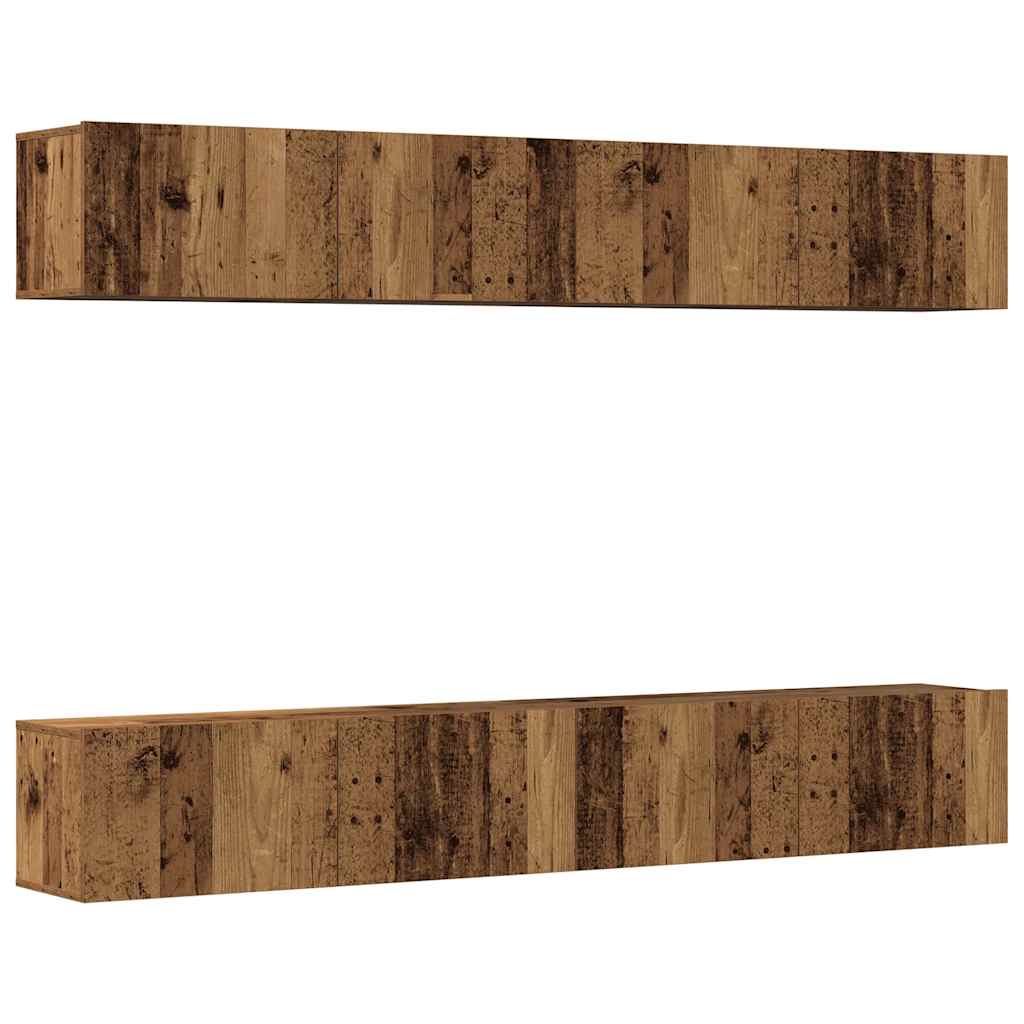 4 Piece Wall-mounted TV Cabinet Set Old Wood 100x30x30 cm