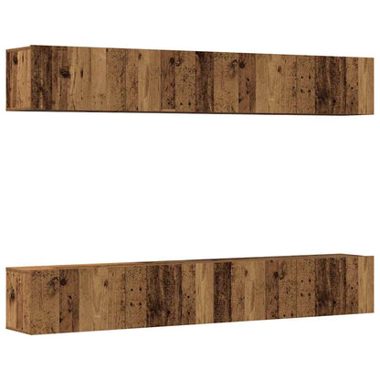4 Piece Wall-mounted TV Cabinet Set Old Wood 100x30x30 cm