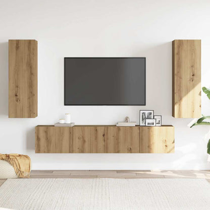 4 Piece Wall-mounted TV Cabinet Set Artisan Oak Engineered Wood