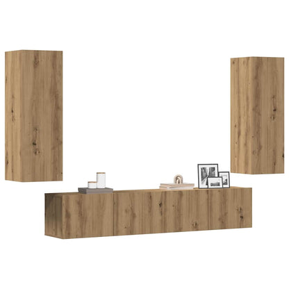 4 Piece Wall-mounted TV Cabinet Set Artisan Oak Engineered Wood